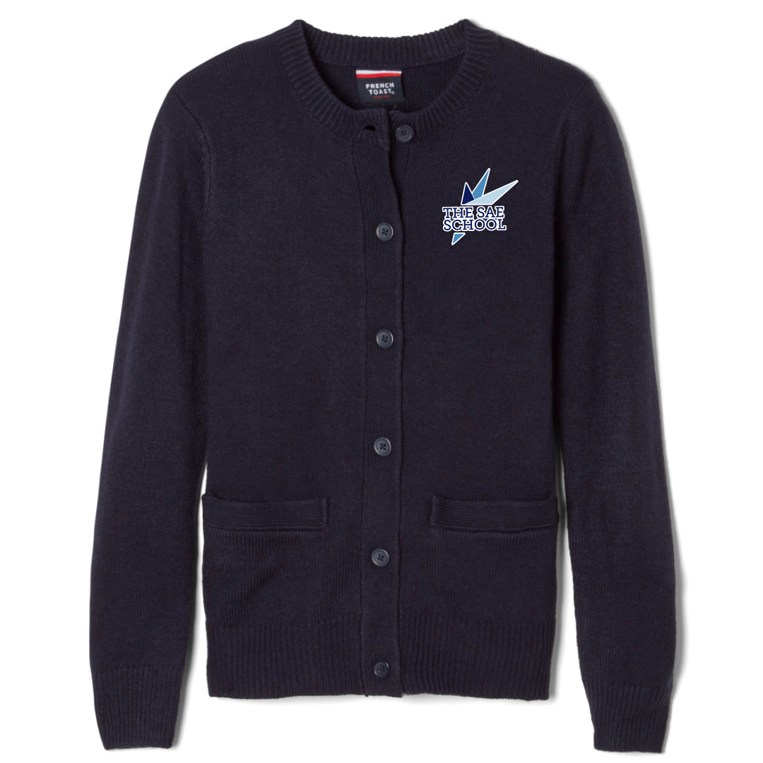 The SAE School - Girl's / Women's Anti-Pill Crewneck Cardigan