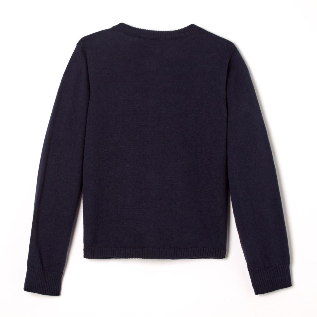 Girl&#39;s Crewneck Cardigan with Bow Pockets