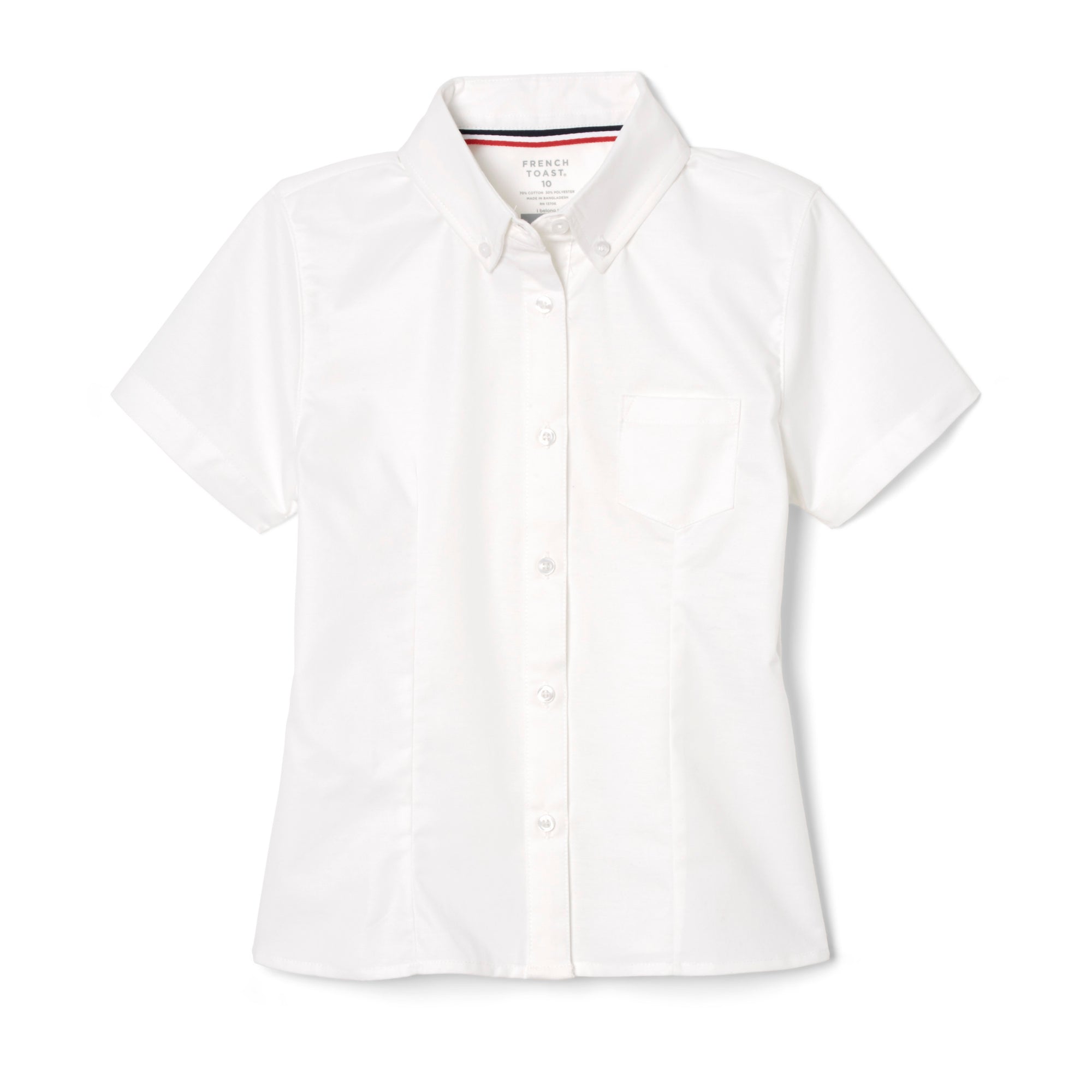 Girl's Plus Size Short Sleeve Fitted Oxford Shirt