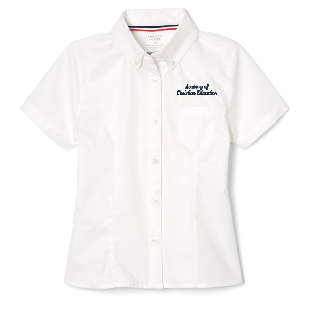 Academy of Christian Education - Girl's / Young Women's Short Sleeve Feminine Fit Oxford Shirt