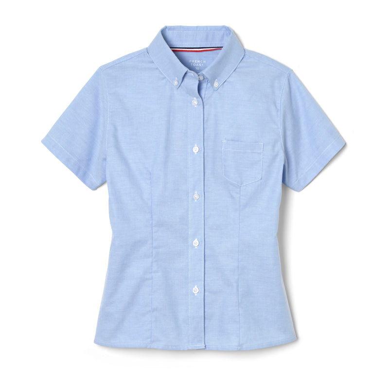 Girl's Plus Size Short Sleeve Fitted Oxford Shirt
