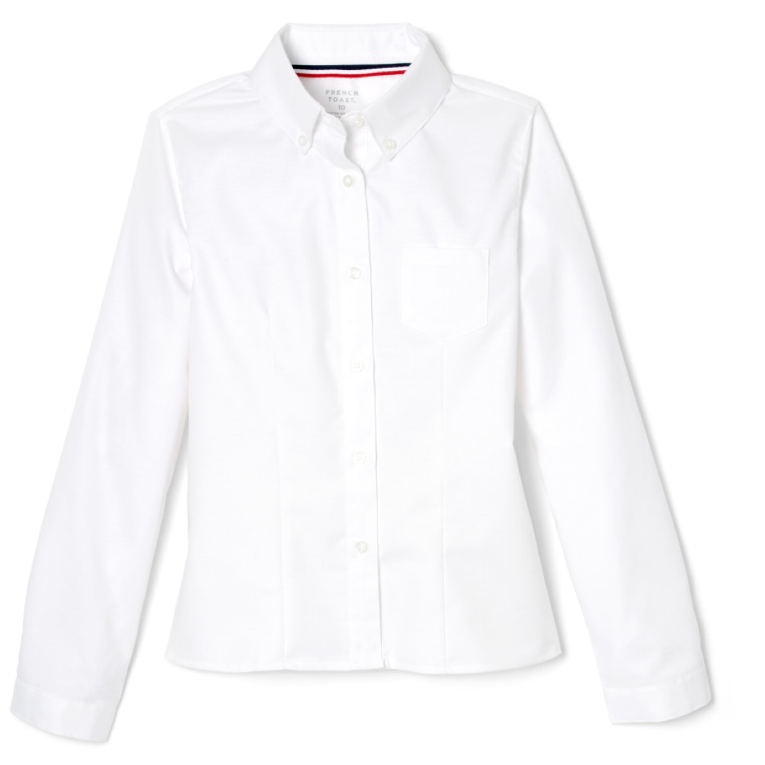 Girl's Plus Size Long Sleeve Fitted Oxford Shirt