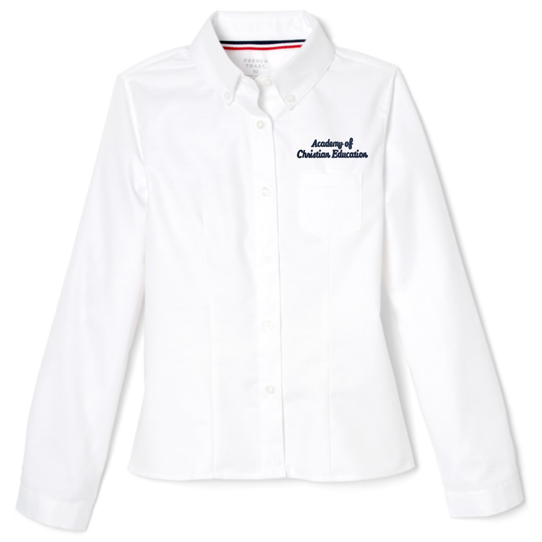 Academy of Christian Education - Girl's / Women's Long Sleeve Fitted Oxford Shirt