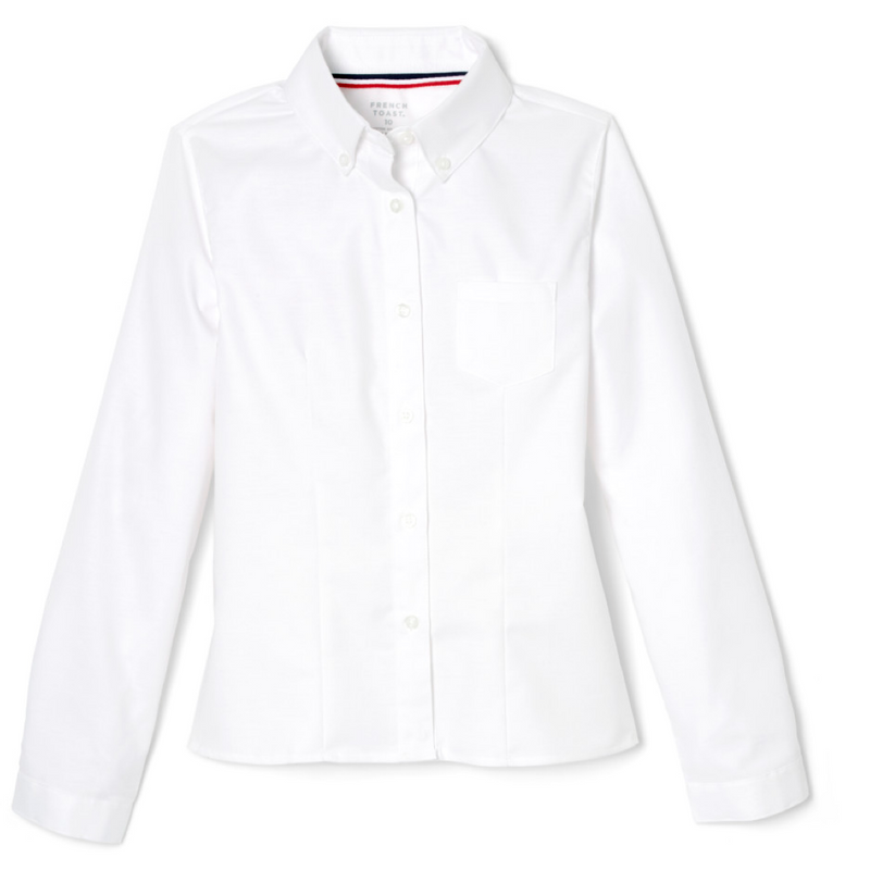 Le Monde French Immersion - Girl's / Women's Long Sleeve Fitted Oxford Shirt - No Logo