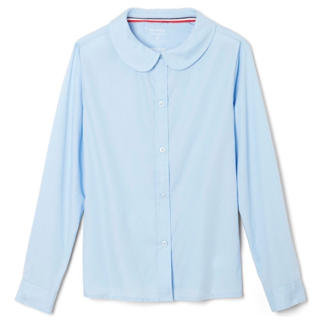 French Toast Girl&#39;s Plus Size Long Sleeve Peter Pan Collar Blouse
