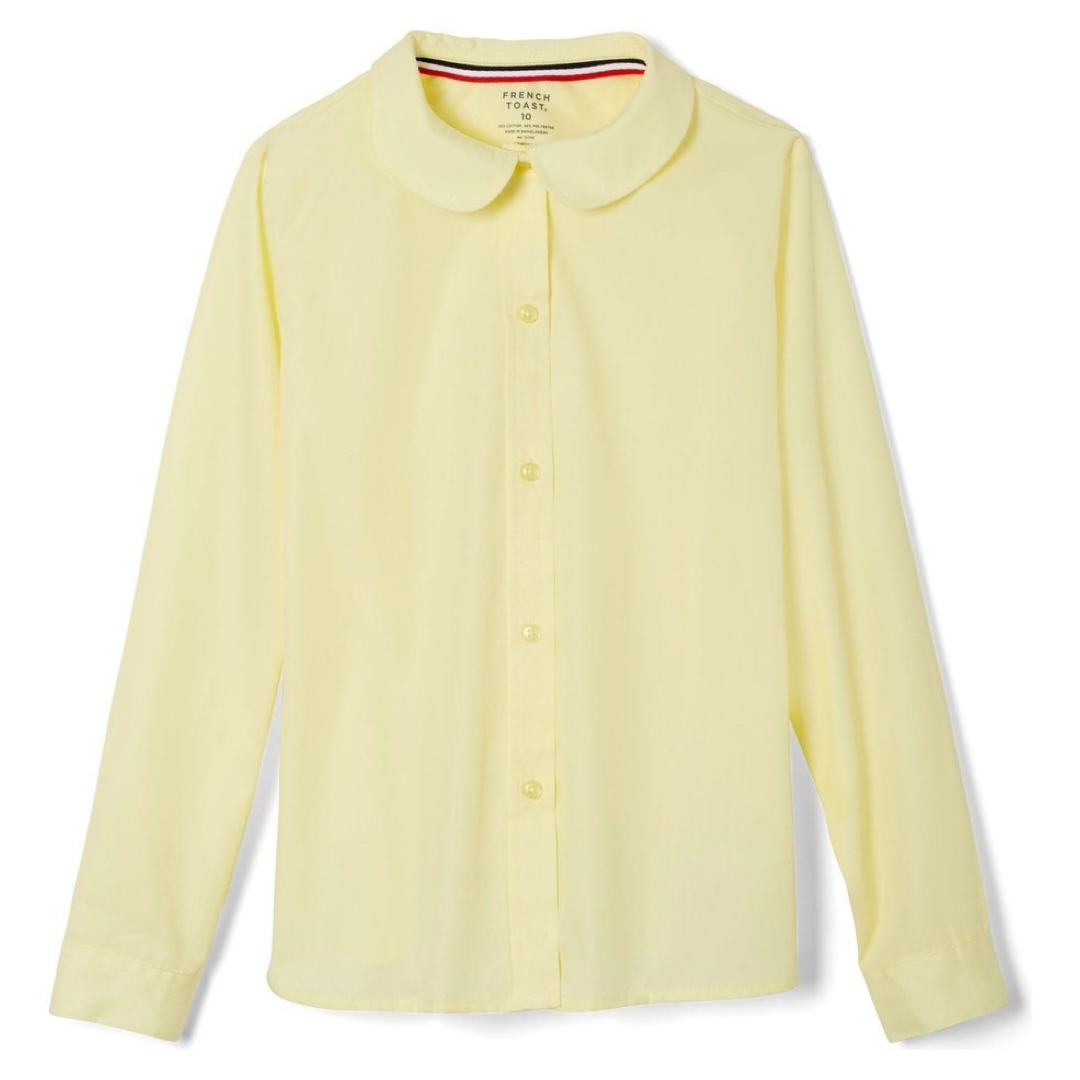 French Toast Girl's Plus Size Long Sleeve Peter Pan Collar Blouse