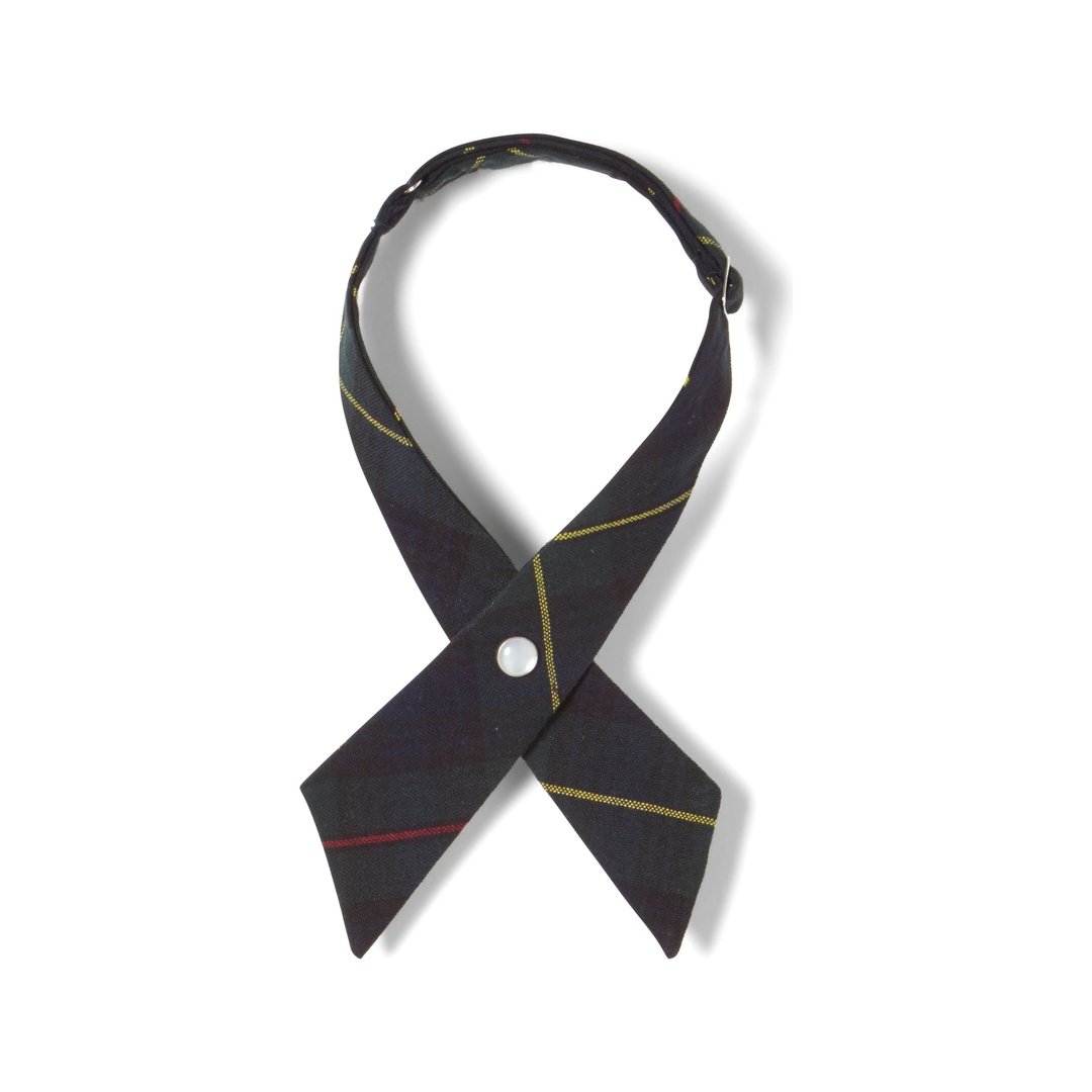 Girls Green Plaid Crossover Tie - One Size