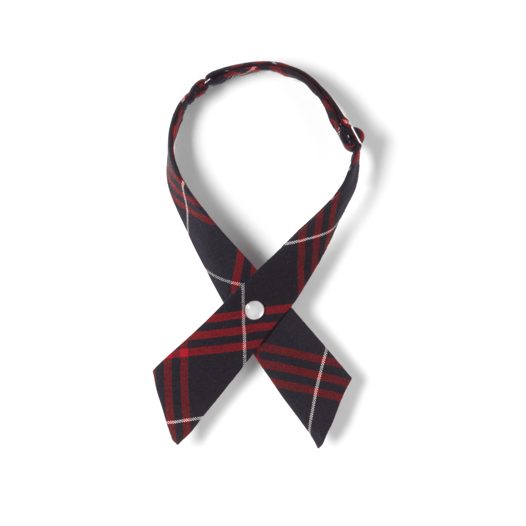 Girls Navy / Red  Plaid Crossover Tie - One Size