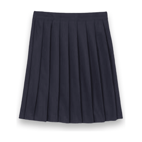 At The Knee Pleated Skirt - Navy