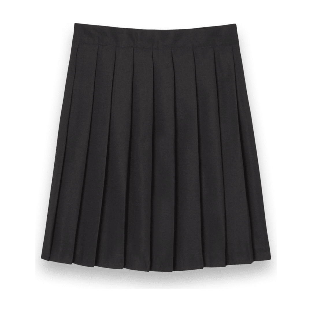 At The Knee Pleated Skirt  - Black