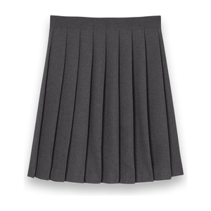 At The Knee Pleated Skirt  - Grey