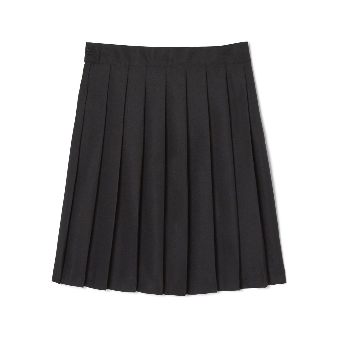 At The Knee Pleated Skirt - Plus Size - Black