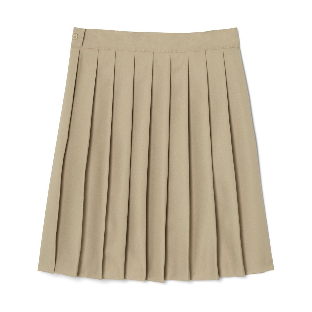 Women's To The Knee Pleated Skirt - Khaki