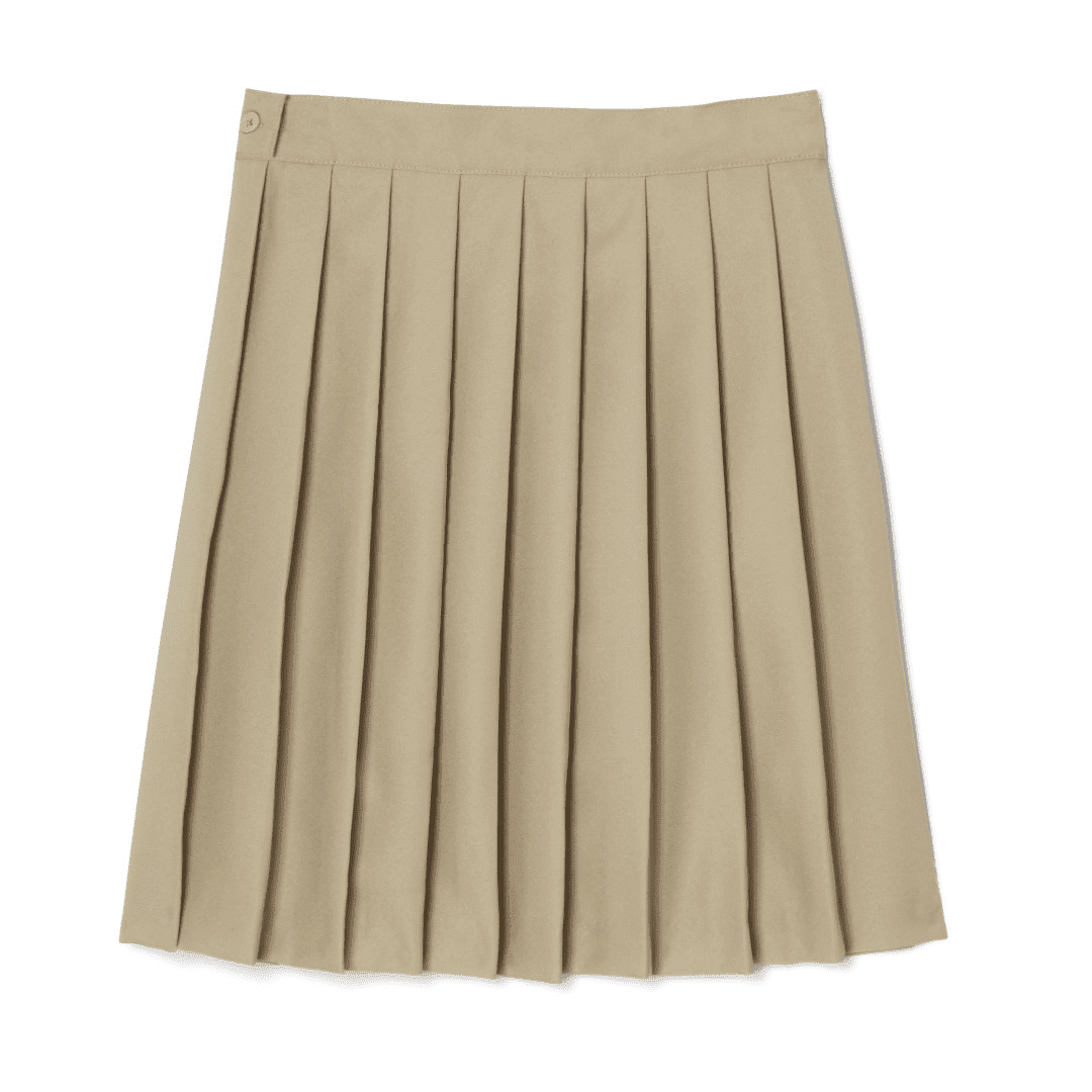 Girl's At The Knee Pleated Skirt - Khaki