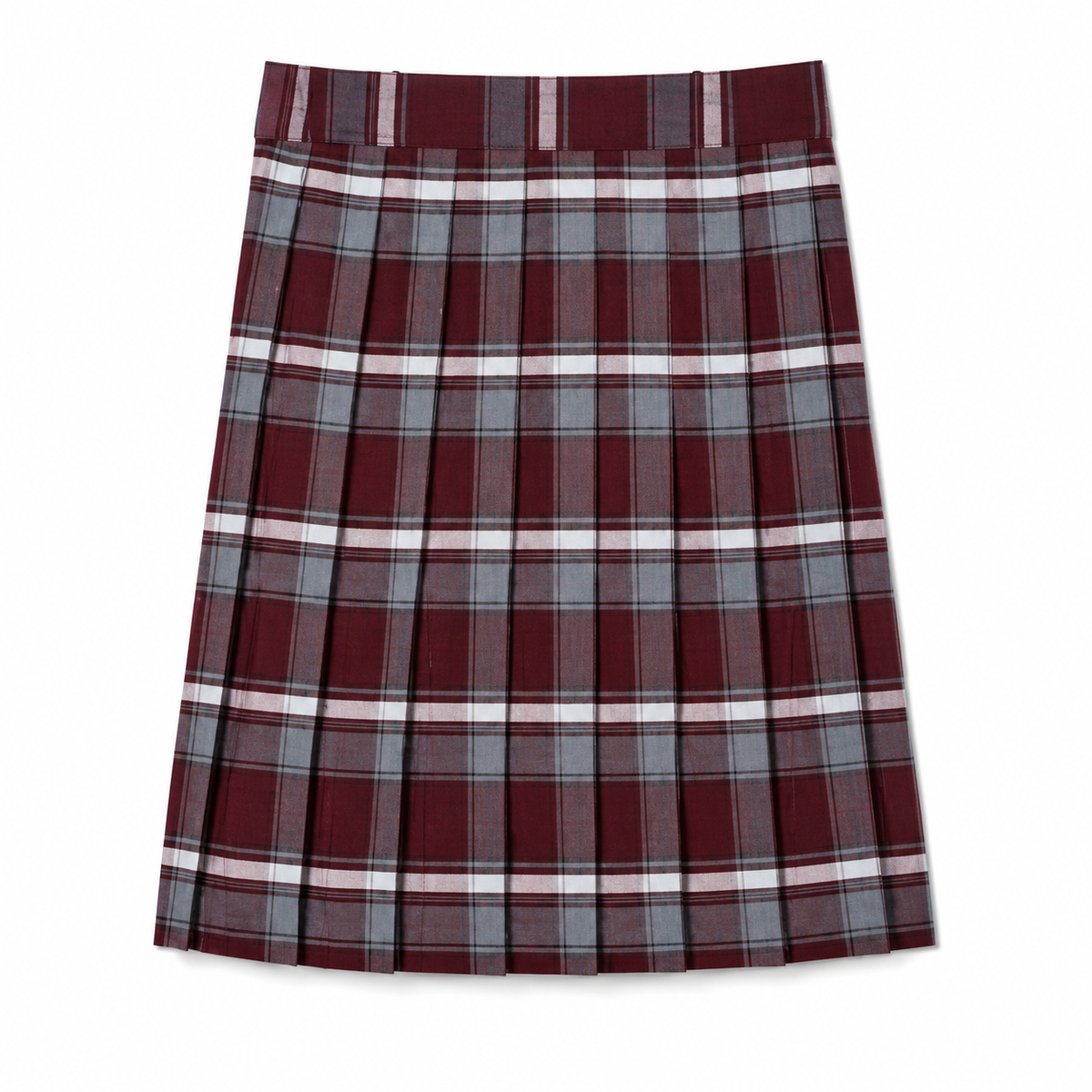 Life Academy - IN - Burgundy Plaid - Girl's / Women's Below The Knee Kick Pleat Skirt