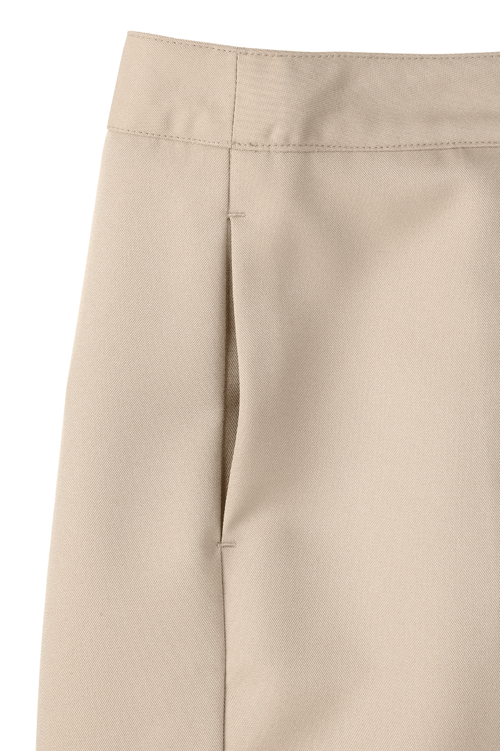 At The Knee Box Pleat Skirt with Pockets - Khaki