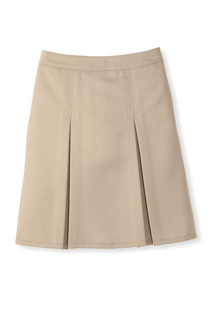 At The Knee Box Pleat Skirt with Pockets - Khaki