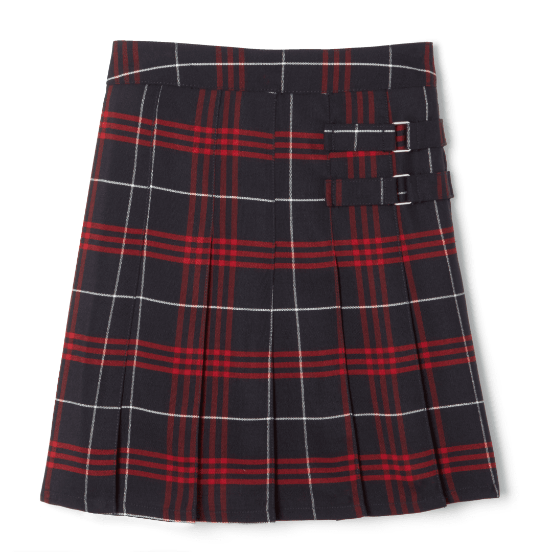 French Toast - Girl&#39;s Plaid Pleated 2-Tab Scooter - Navy / Red
