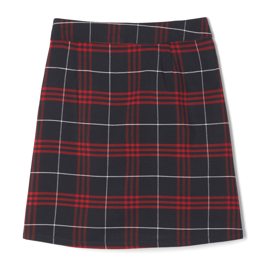 French Toast - Girl's Plus Size Plaid Pleated 2-Tab Scooter  - Navy / Red