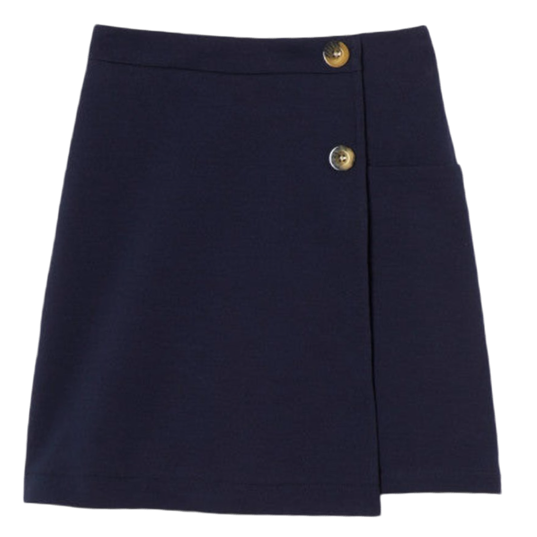 Double Button Stretch Scooter -Navy