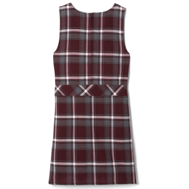 Rogers City Baptist - Plaid Box Pleat Jumper - Burgundy Plaid