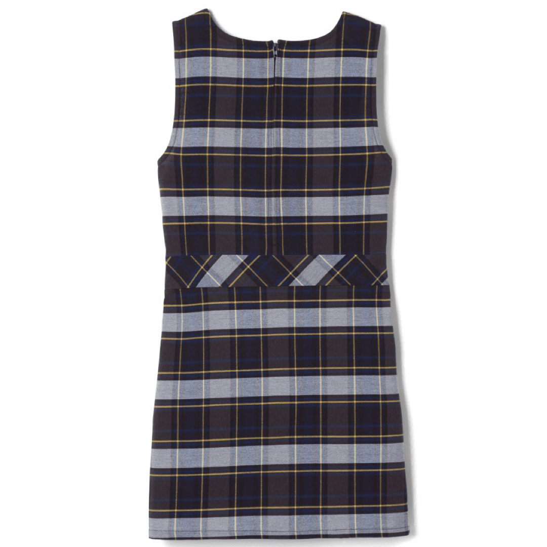 White Horse Academy  - Plaid Box Pleat Jumper Blue &amp; Gold Plaid