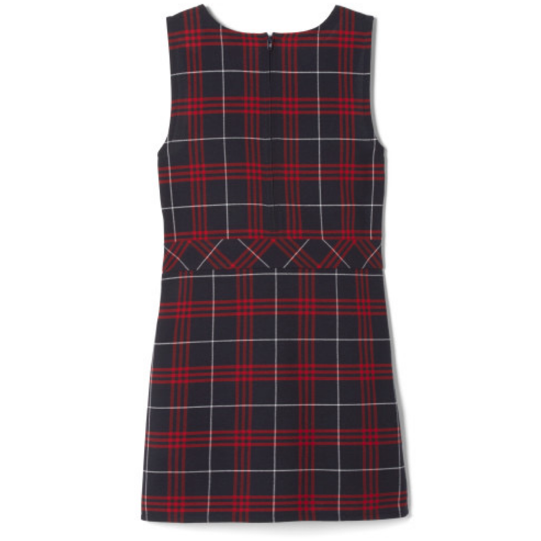 St. Anne Catholic School - Girl&#39;s Navy/Red Plaid Box Pleat Jumper