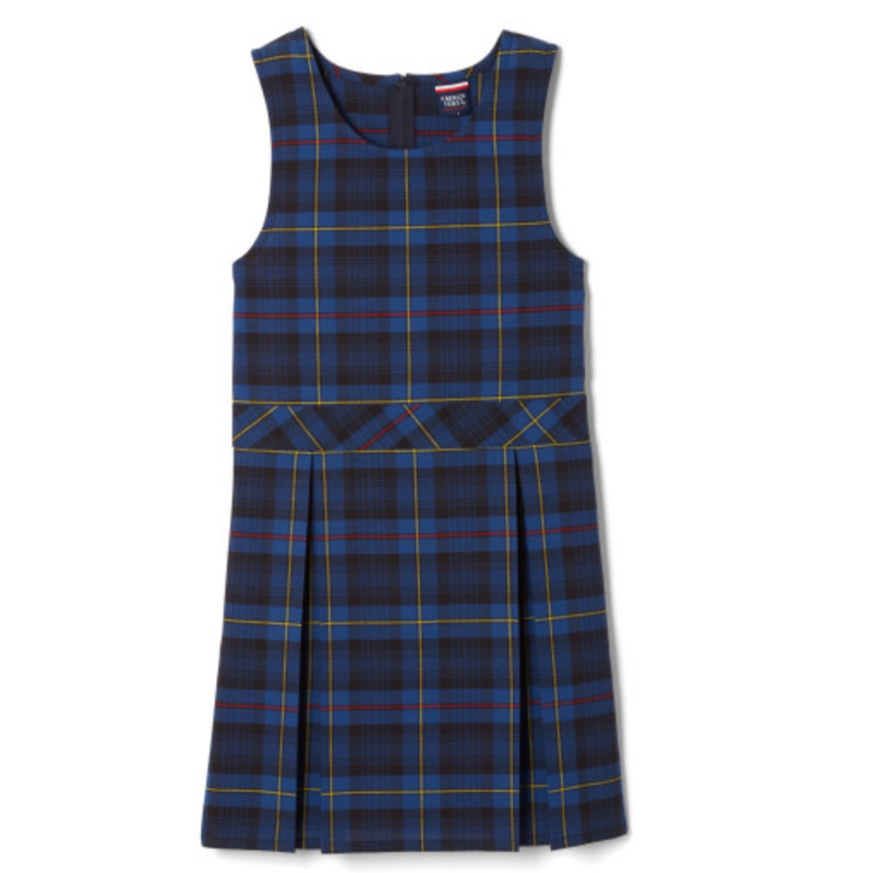 KINGS ACADEMY-CA - Girl's Plaid Box Pleat Jumper - Blue / Red - Gr. 4th - 5th