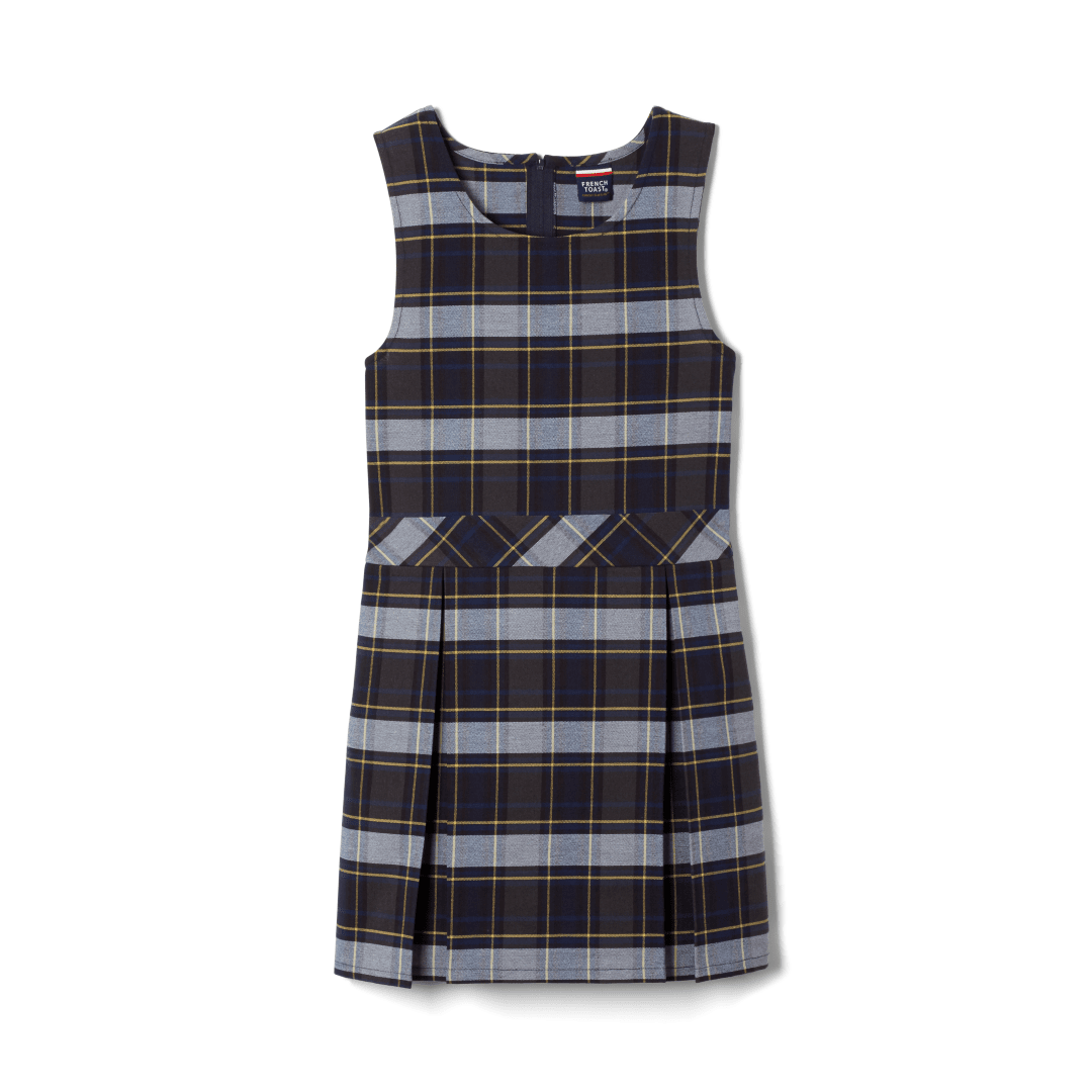 Kidz Biz - Plaid Box Pleat Jumper Blue &amp; Gold Plaid