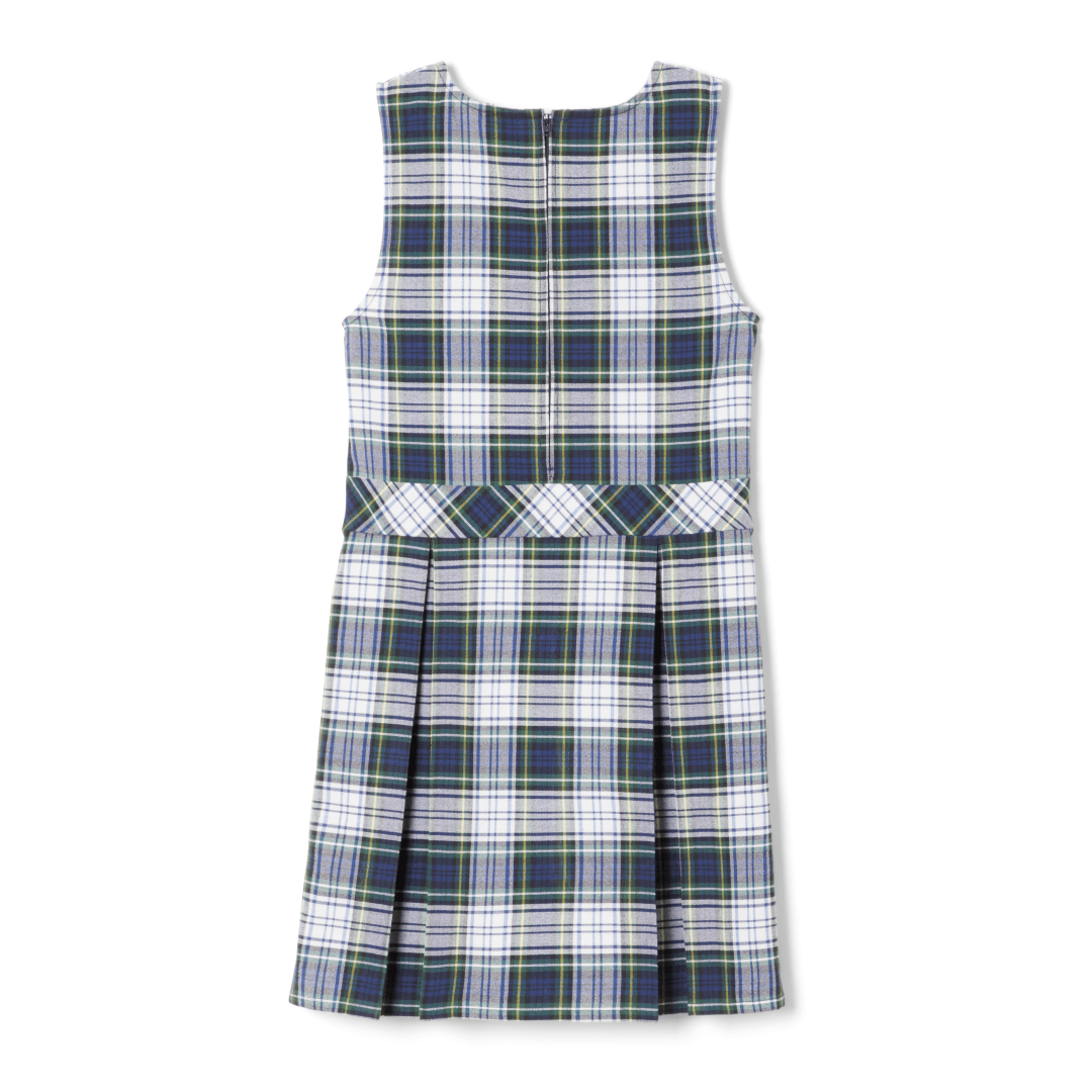 French Toast - Plus Size - Plaid Box Pleat Jumper Navy & White