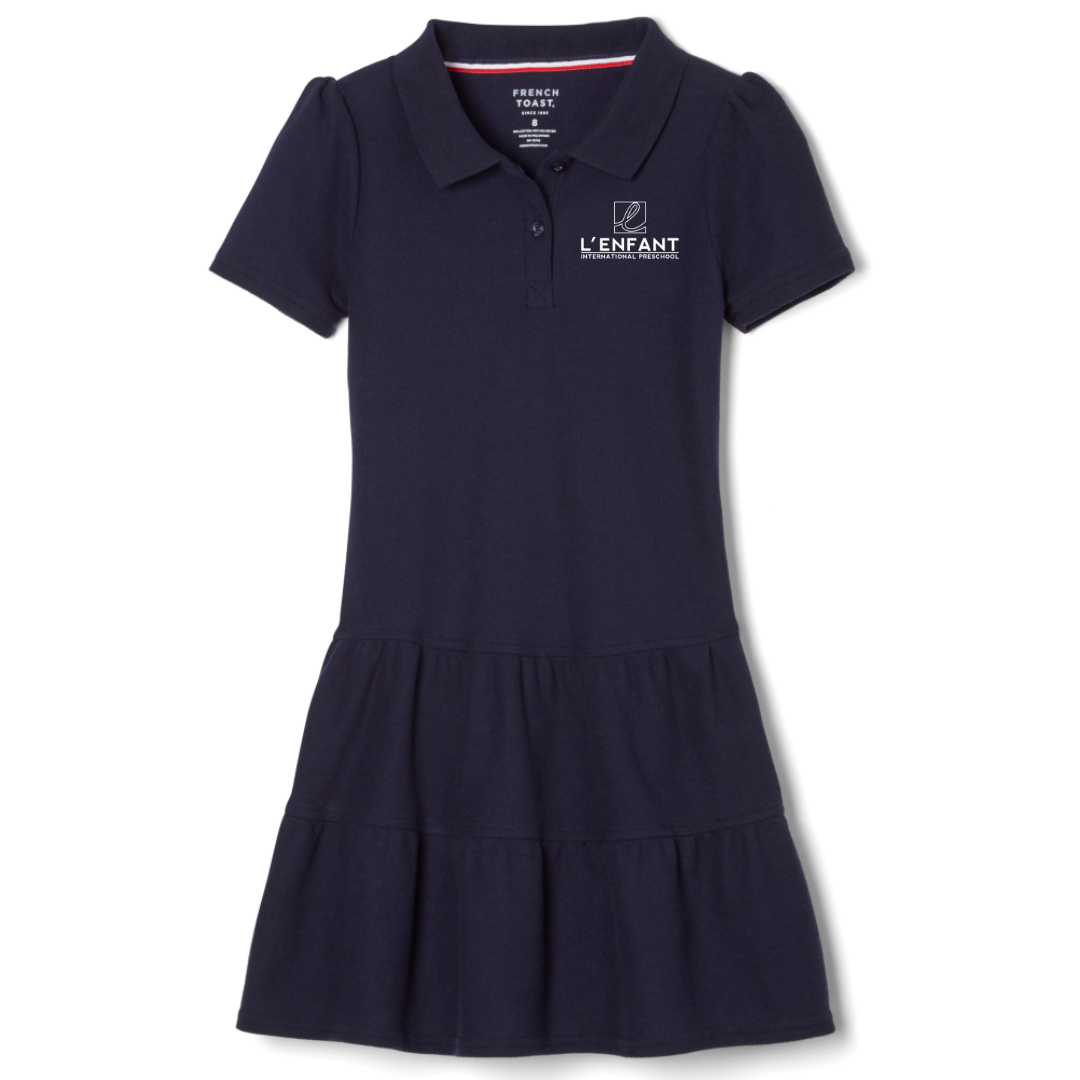 L'Enfant Montessori International Preschool - Girl's Short Sleeve Ruffle Piqué Polo Dress