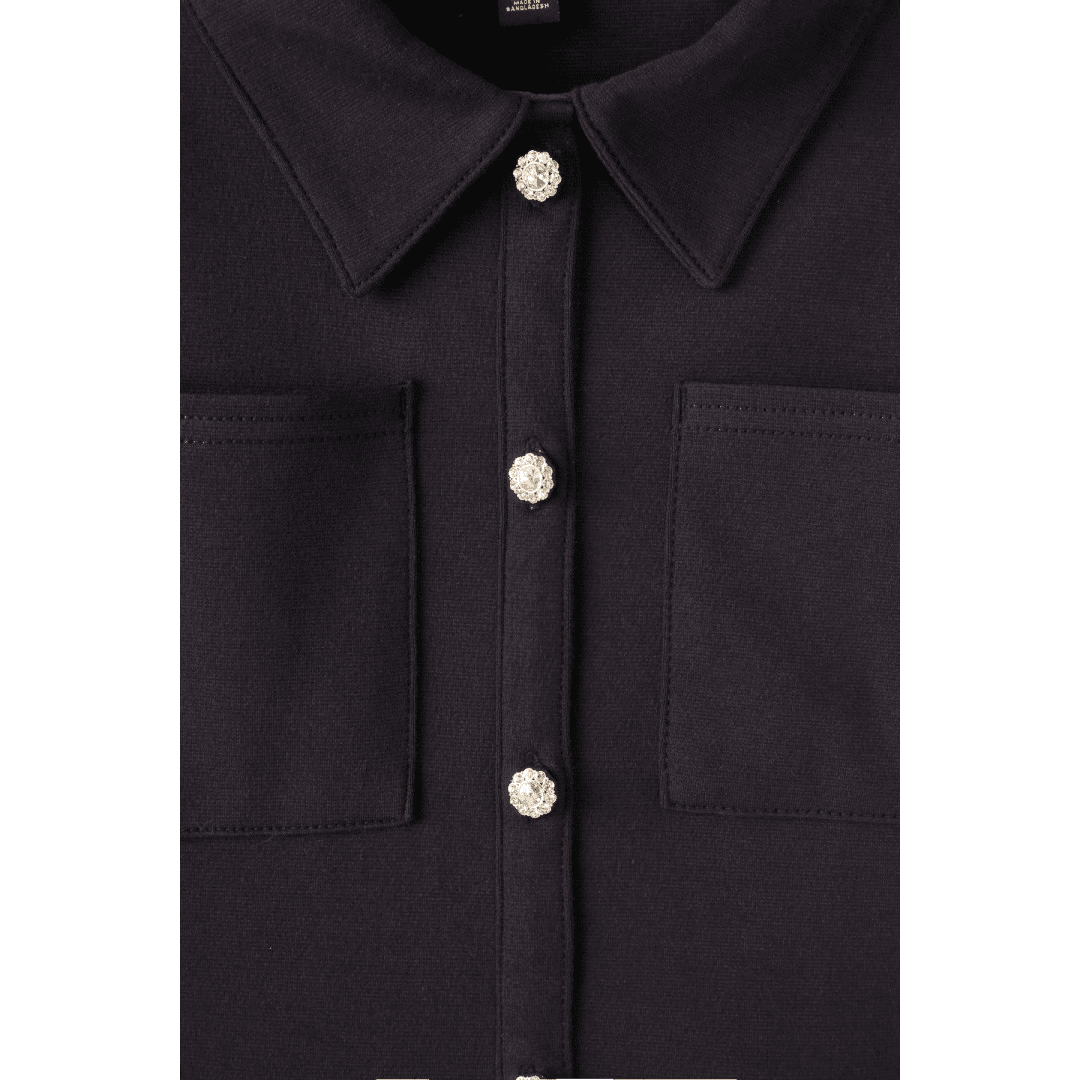 Girl&#39;s Stretch Ponte Dress with Rhinestone Buttons