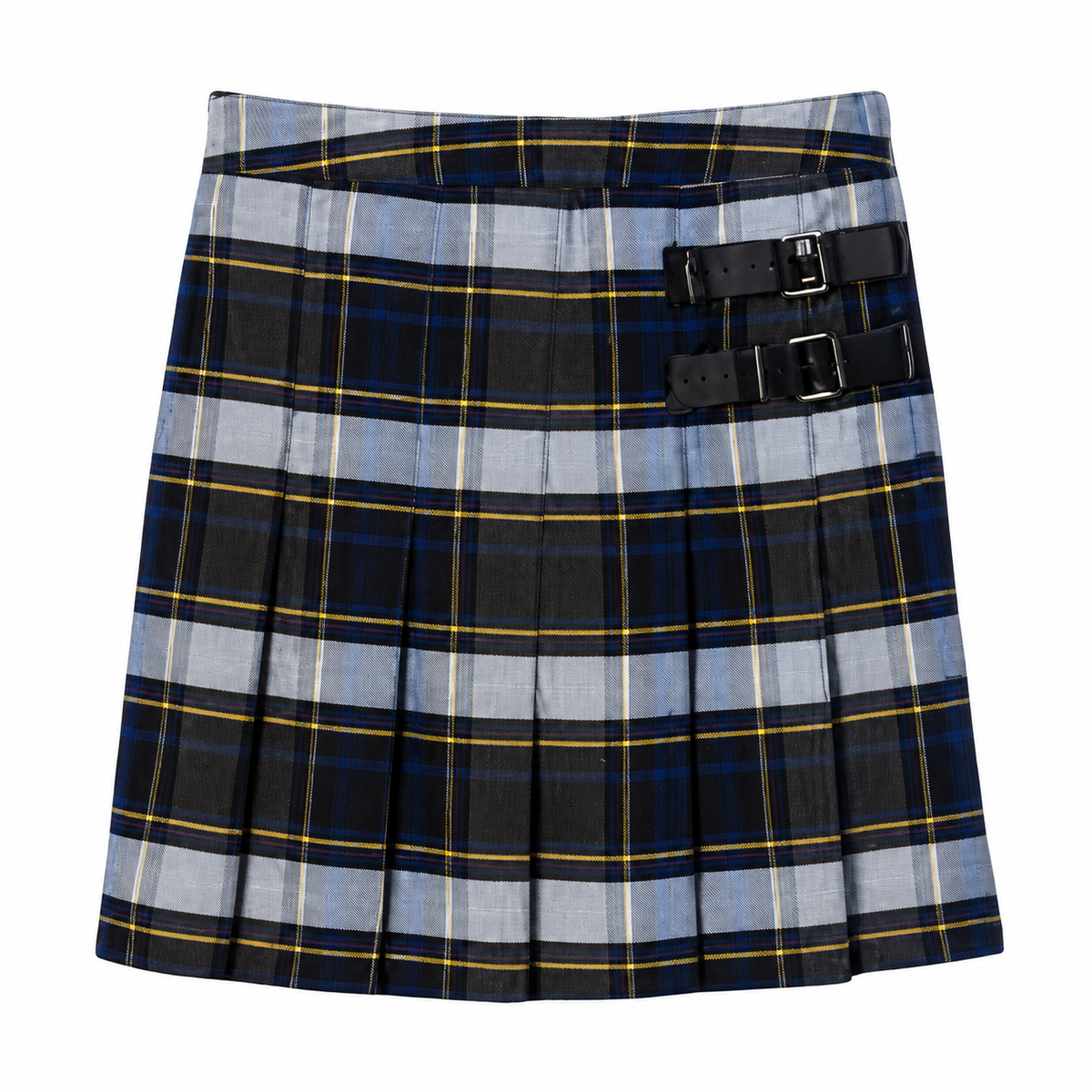 Trinity Classical School - Girl's / Young Women's Plaid Blue/Gold Pleated 2-Tab Scooter