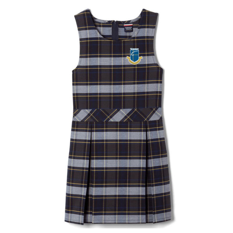 Trinity Classical School - Plaid Box Pleat Jumper Blue & Gold Plaid