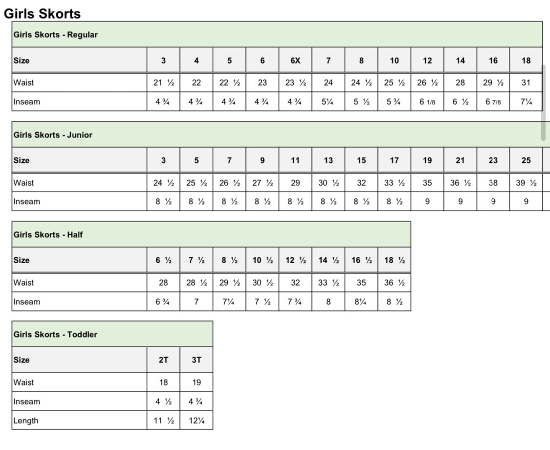 Junior Girl&#39;s A+ Long Skort