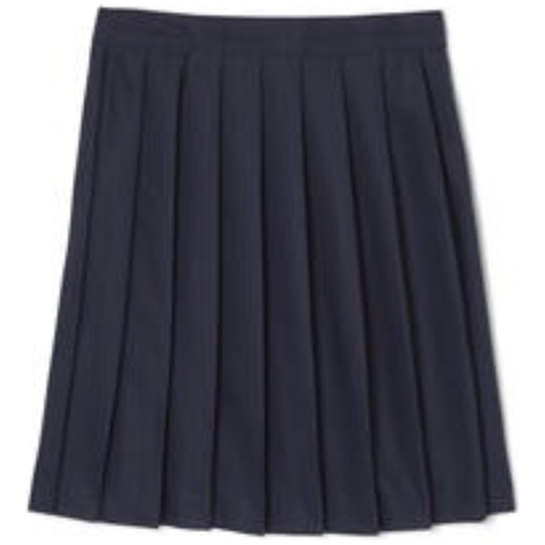 At The Knee Pleated Skirt - Plus Size - Navy