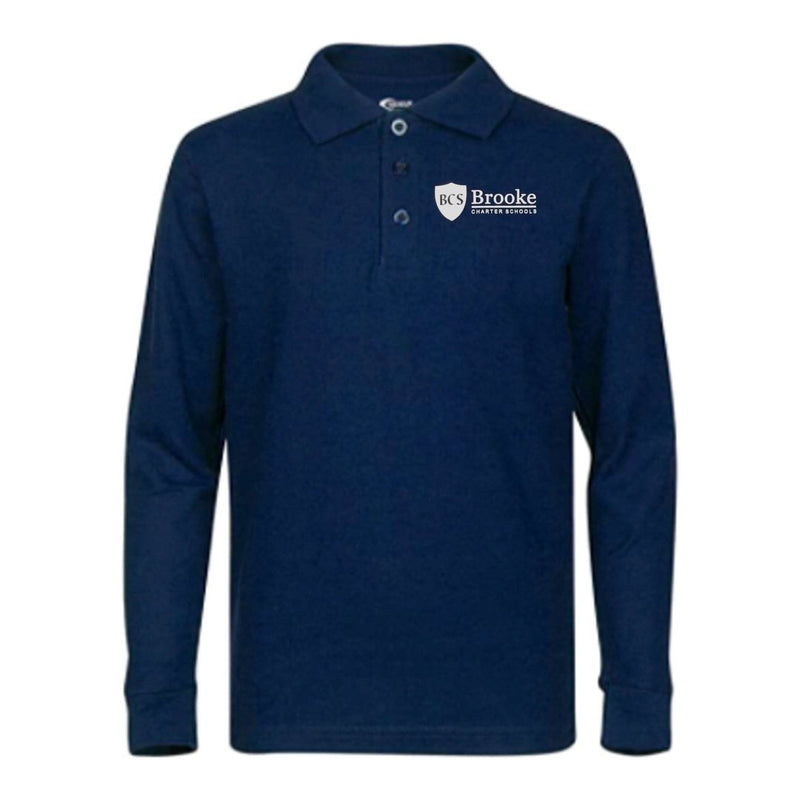 Brooke Charter Long Sleeve Navy Polo- Husky Kids