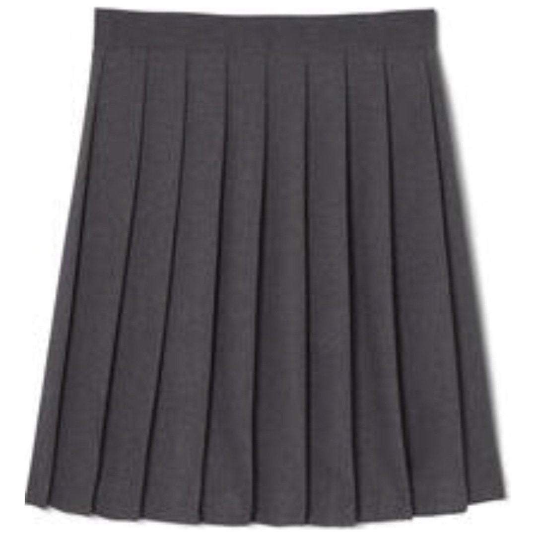 At The Knee Pleated Skirt - Plus Size - Grey