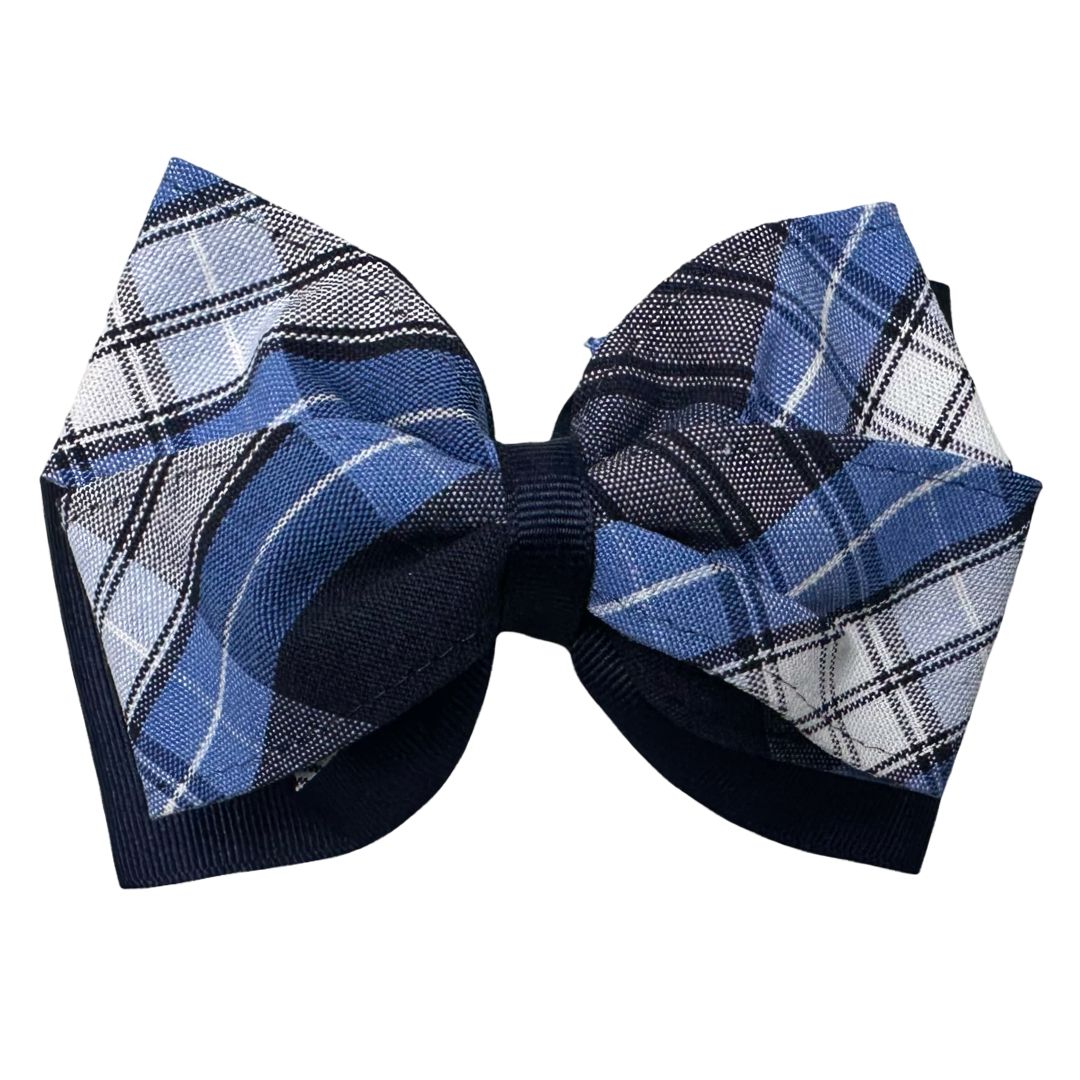 2 Layer Ribbon &amp; Plaid Bow - P76