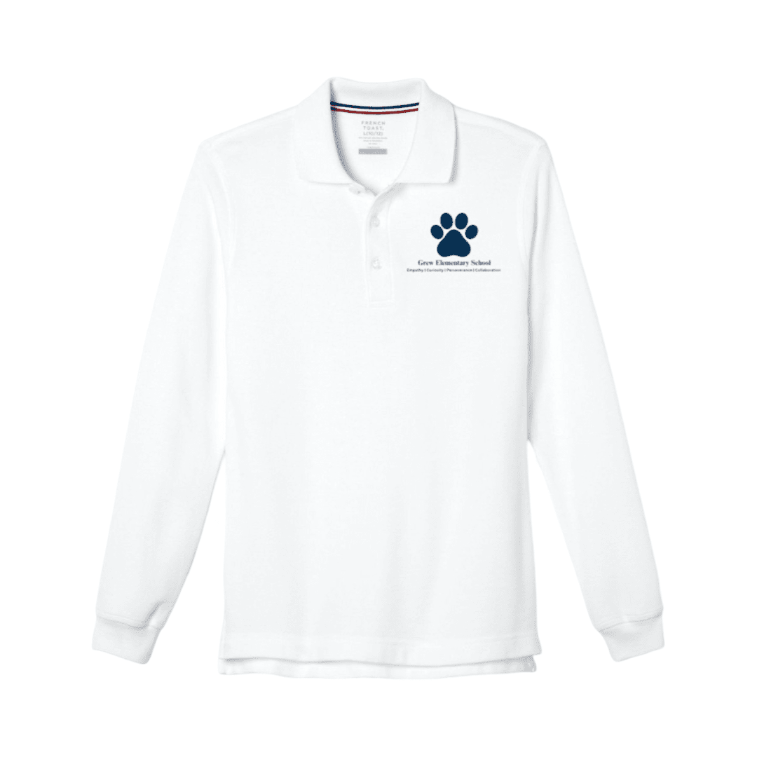 Henry Grew Elementary Long Sleeve White Polo - Adult