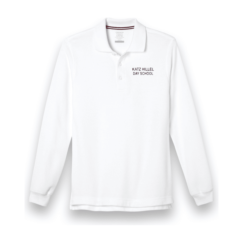 Katz Hillel Day School Long Sleeve White Polo - Kids