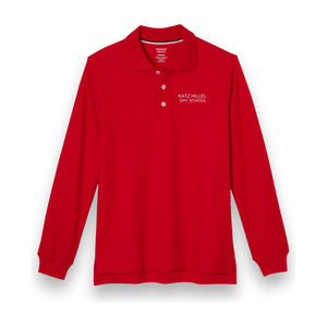 Katz Hillel Day School Long Sleeve Red Polo - Adult