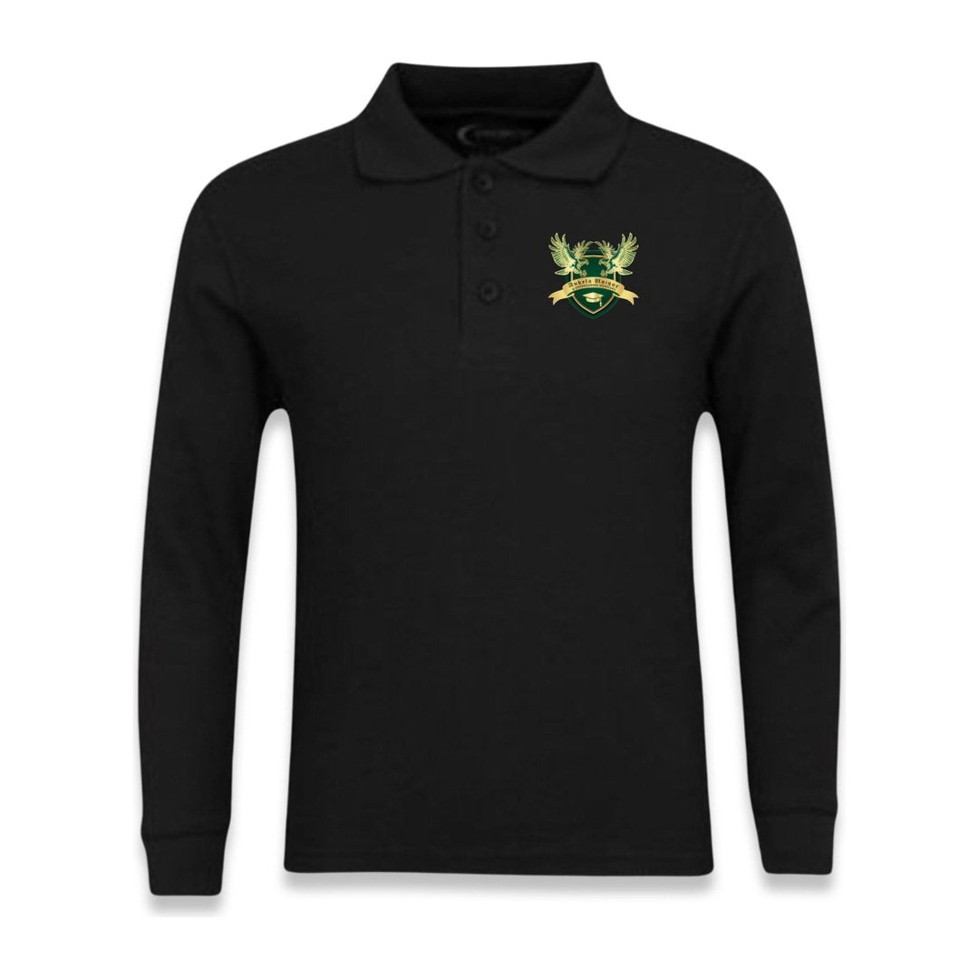 Aukela - Long Sleeve Black Polo Shirt - Kids