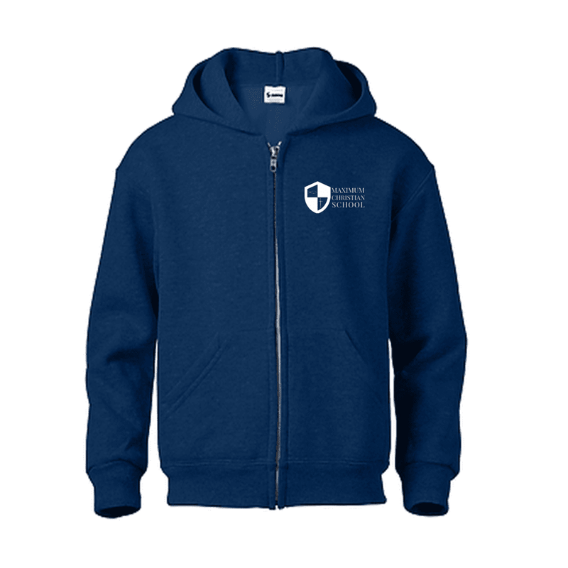 Maximum Christian School - Navy Full Zip Hoodie - Kids