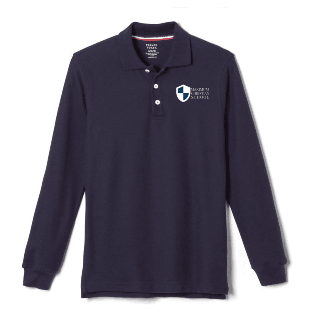 Maximum Christian School - Long Sleeve Navy Polo - Kids