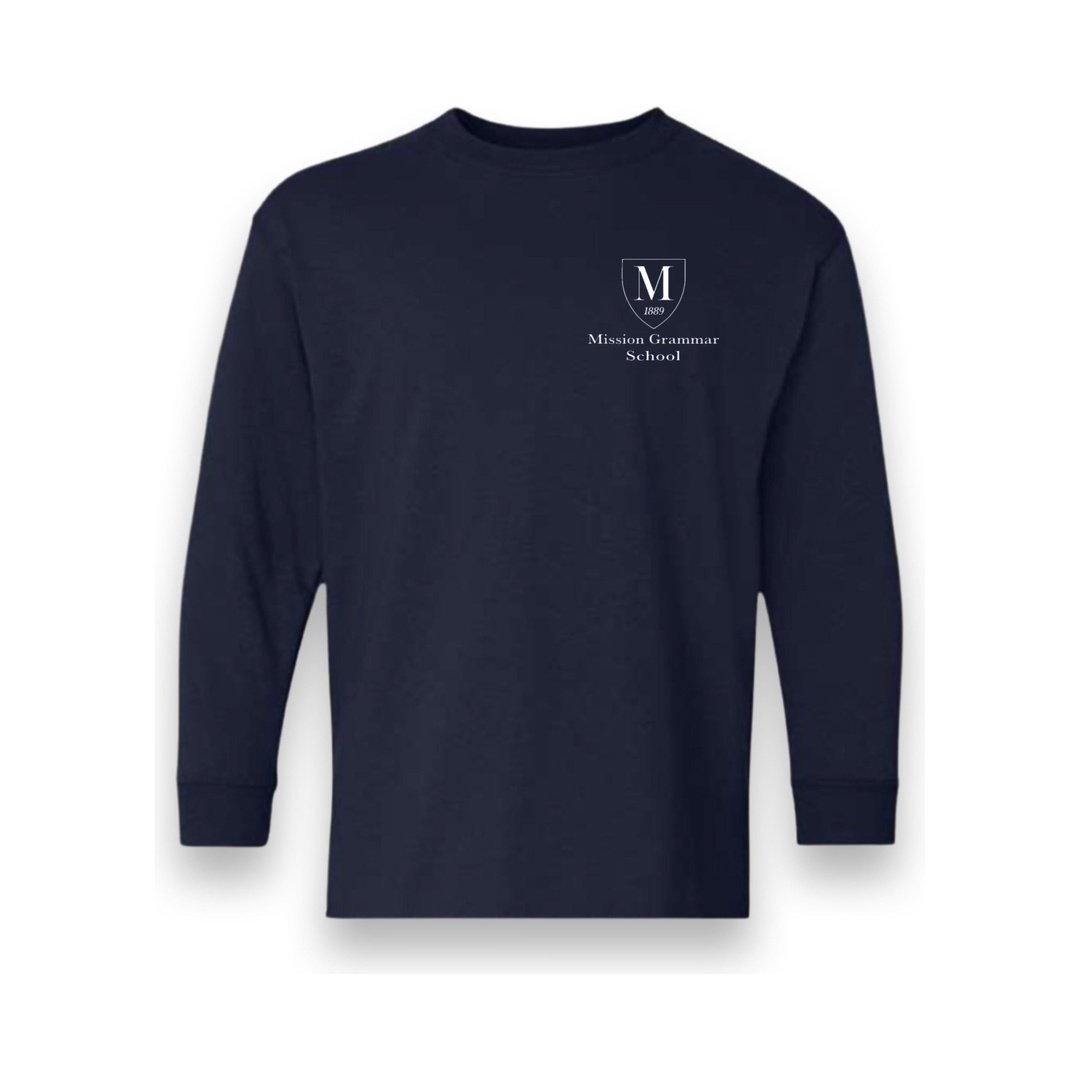 Mission Grammar Navy Long Sleeve Gym T-shirt- Kids