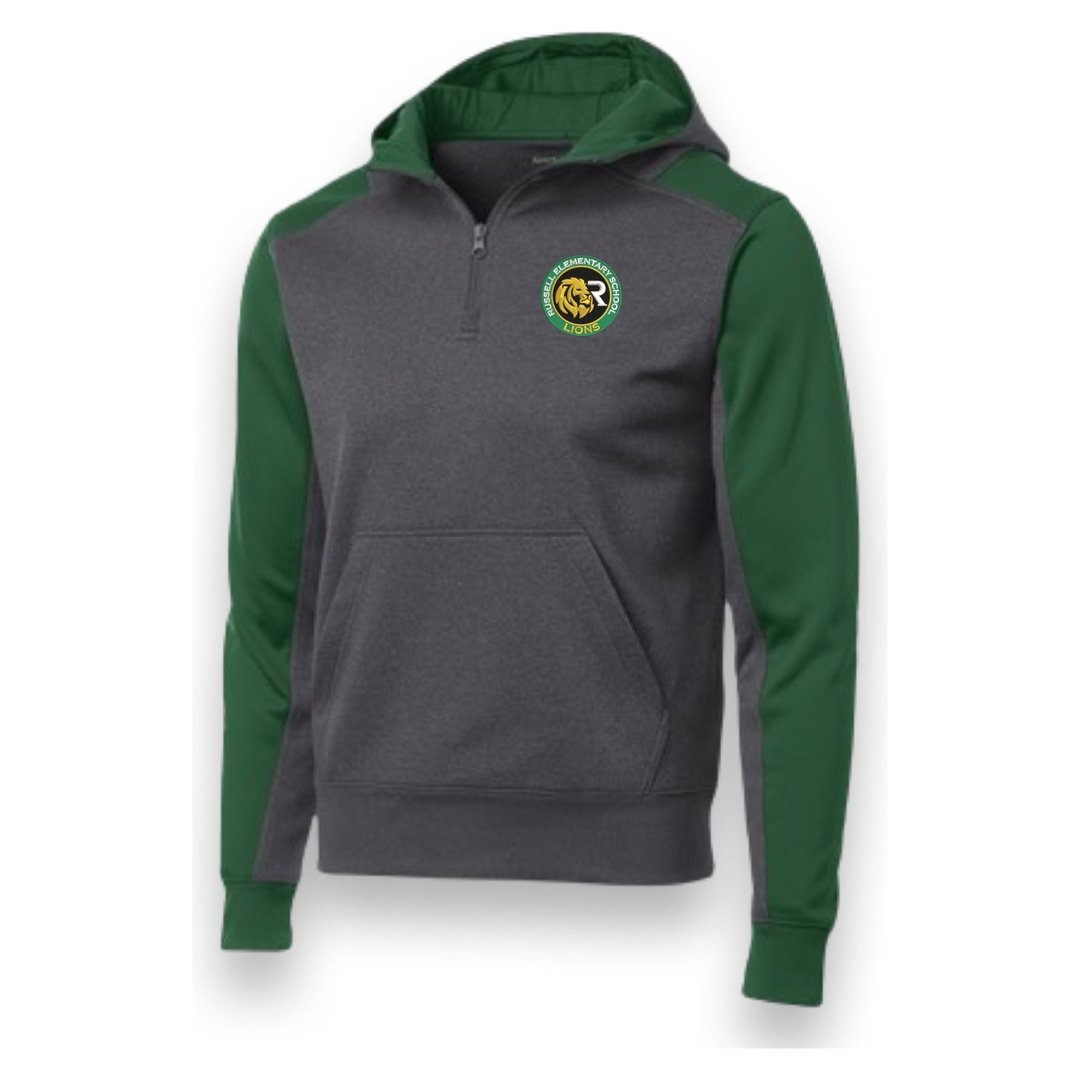 Russell Elementary Staff - Fleece 1/4 Zip Hooded Sweatshirt - Embroidered