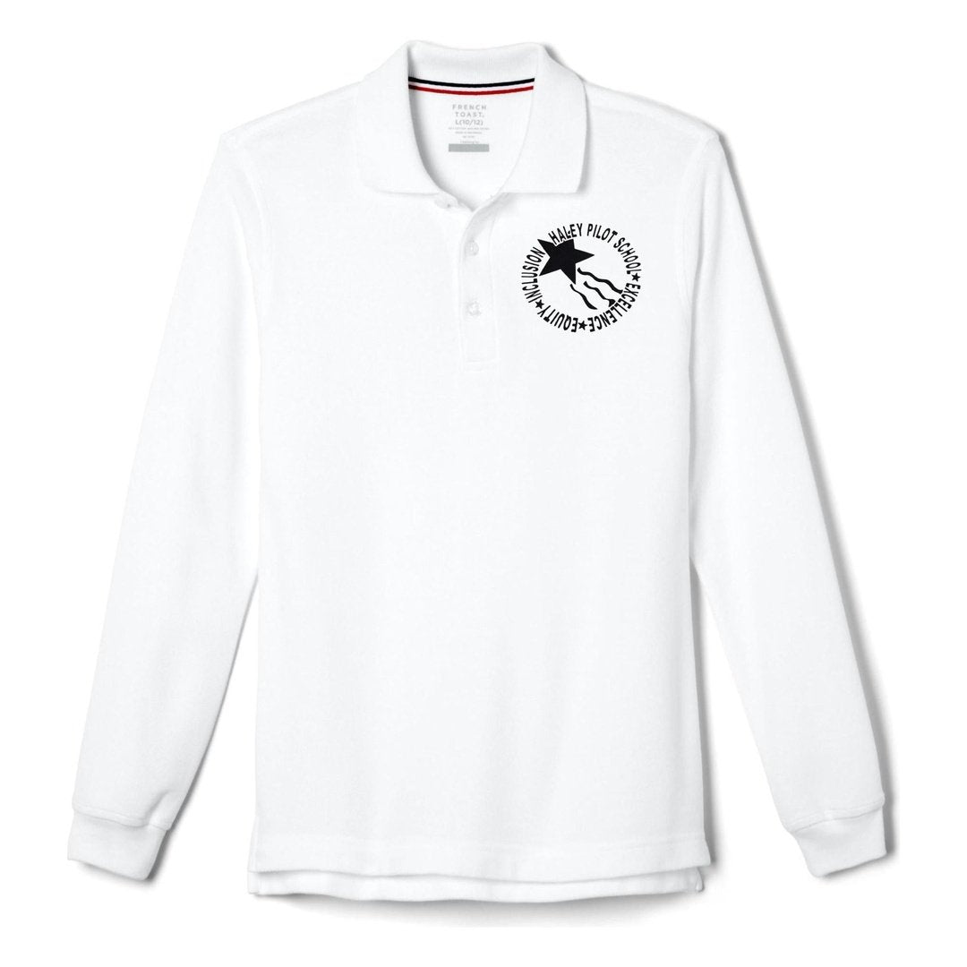 Haley Pilot Grades 6-8 White Long Sleeve Polo - Adult