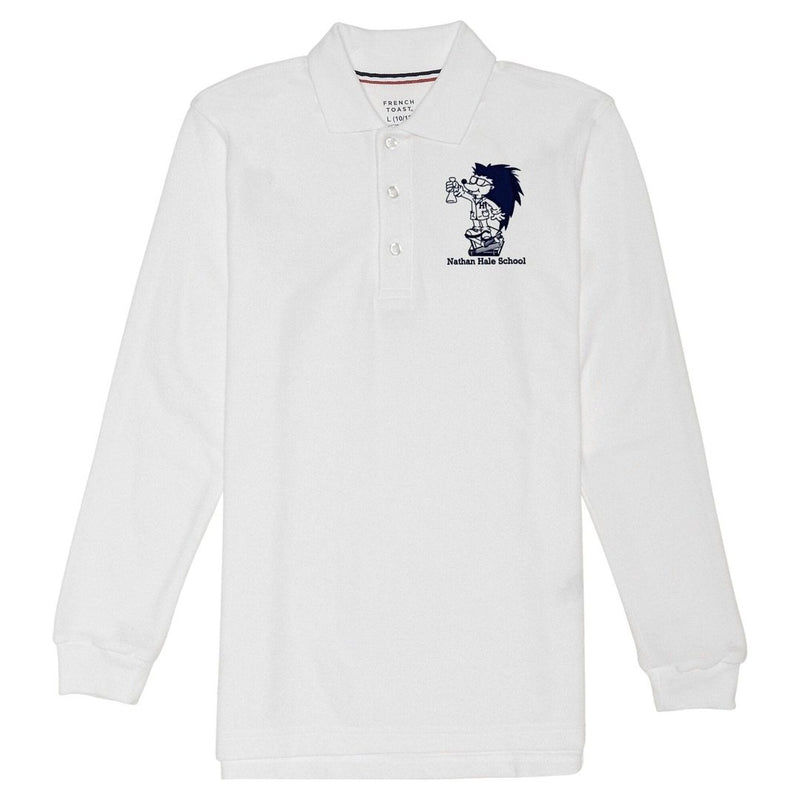 Nathan Hale Long Sleeve White Polo - Kids