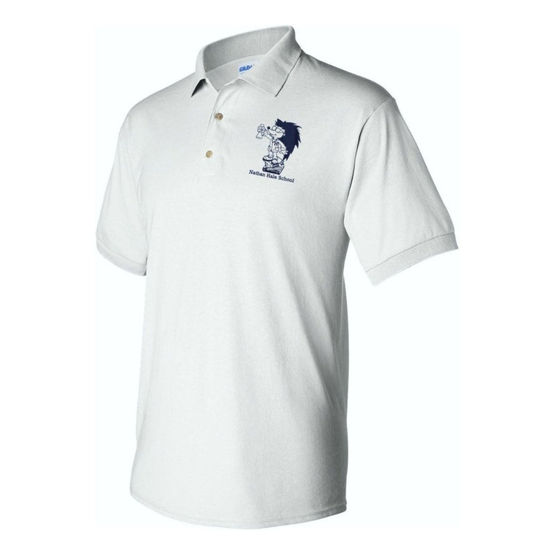 Nathan Hale White Short Sleeve Polo - Adult